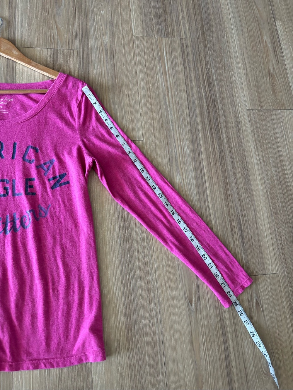 Y2K VTG American Eagle T-Shirt Pink Logo Spellout Long Sleeve Womens L Preppy - Picture 6 of 10